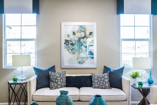 Room with plantation shutters filtering sunlight